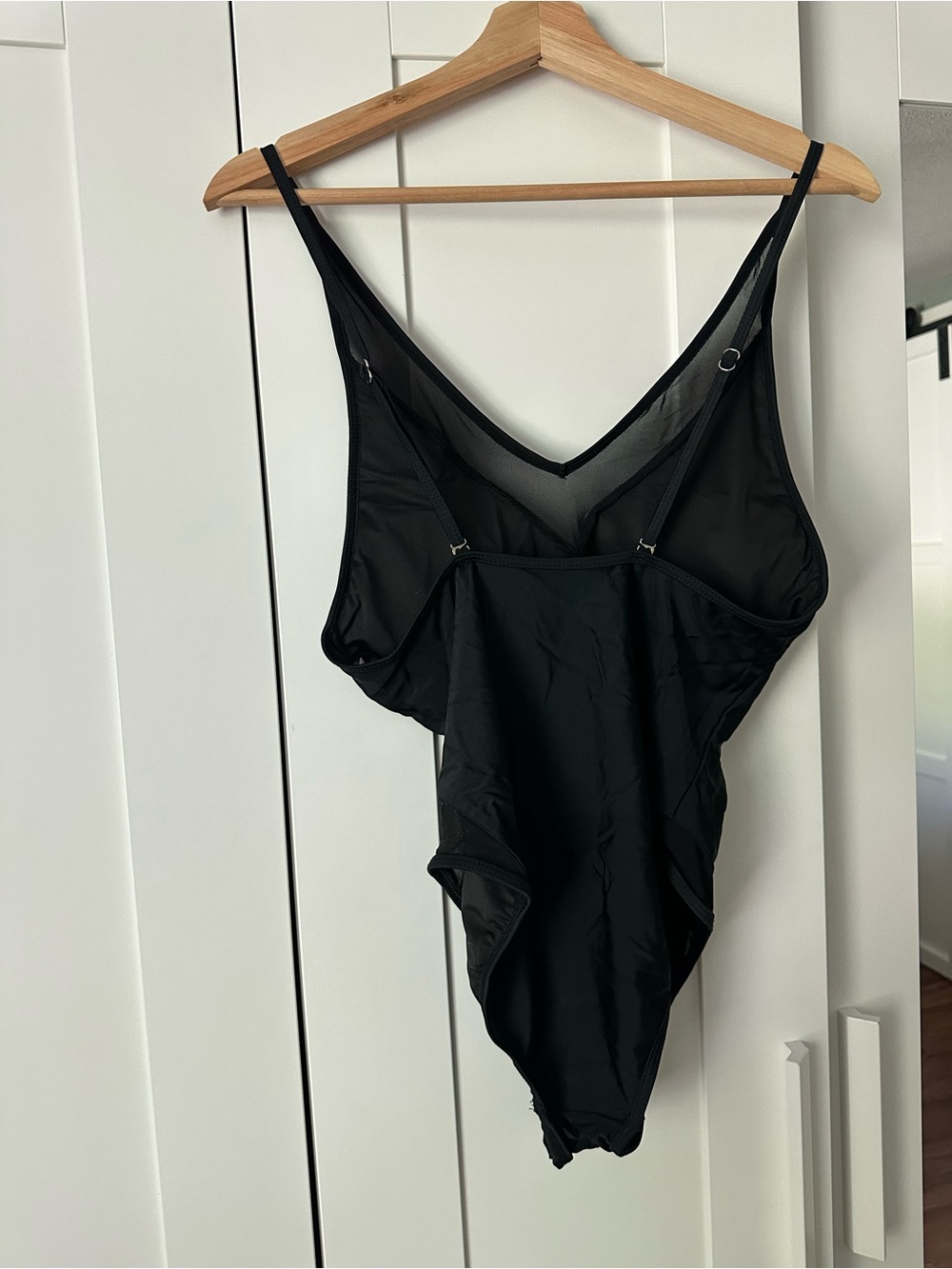 Cupshe Black One-Piece Swimsuit with Sheer V-Neck and Hips - Picture 3 of 4